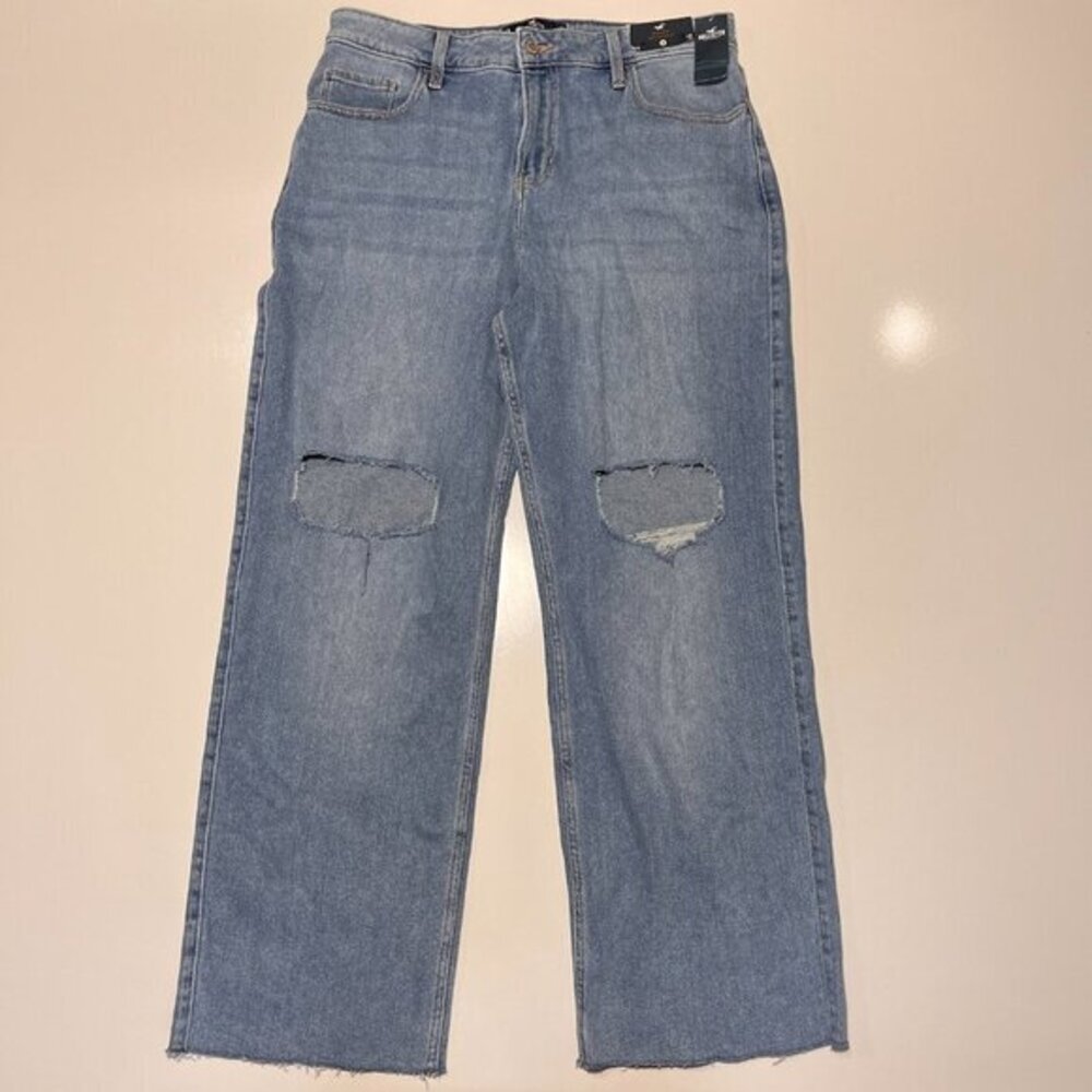 Hollister High Rise Vintage Baggy Jeans 15R Womens Wide Leg Stretch‎ 35x31 NWT